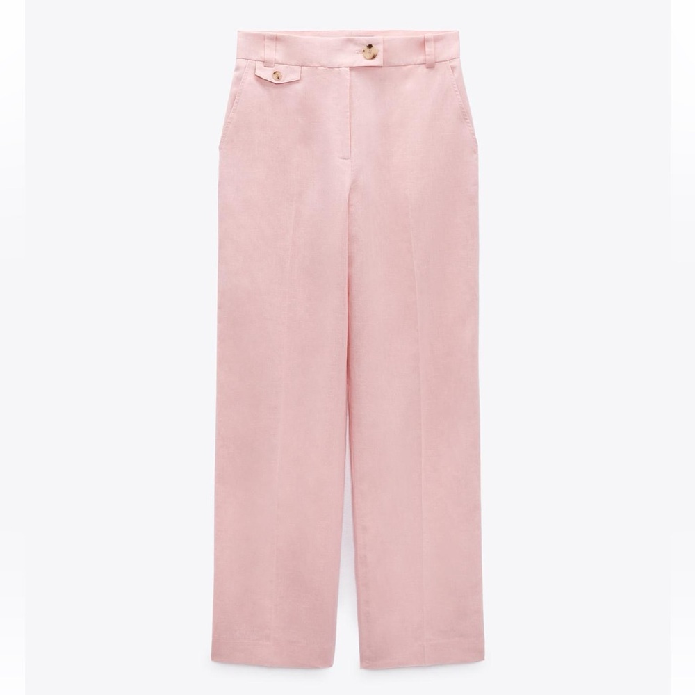 Zara Soft Pink Women's Linen Trousers